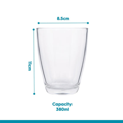 380ml Conical Glass Tumblers - Pack of Six