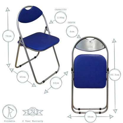 Blue Curved Padded Folding Chair