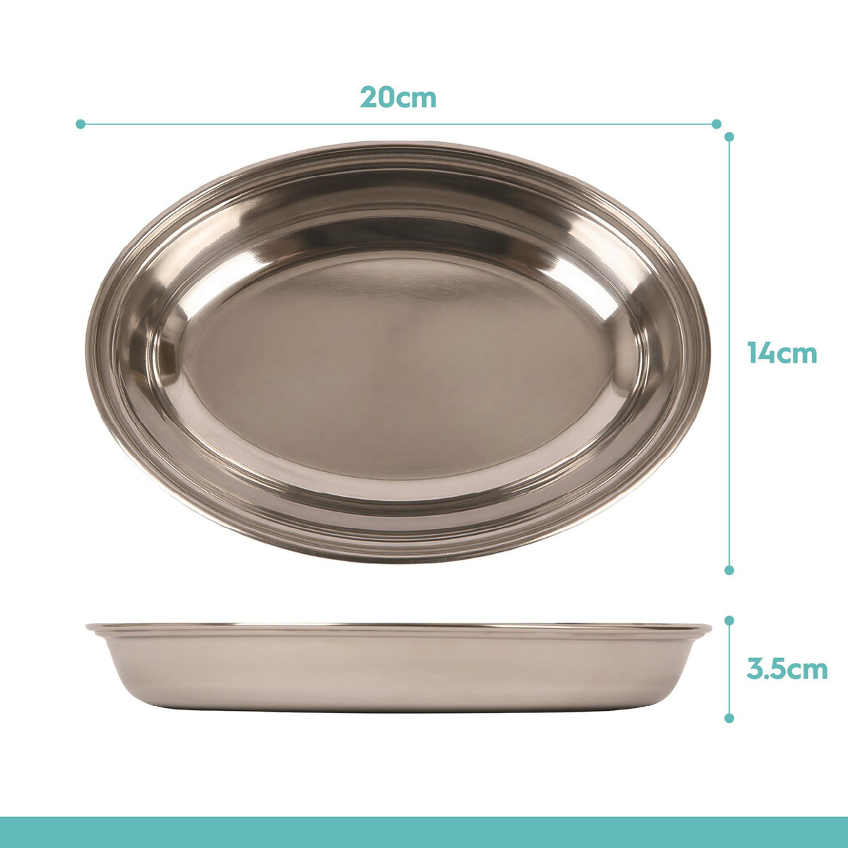 Deep Oval Stainless Steel Serving Dish - 20 x 14cm