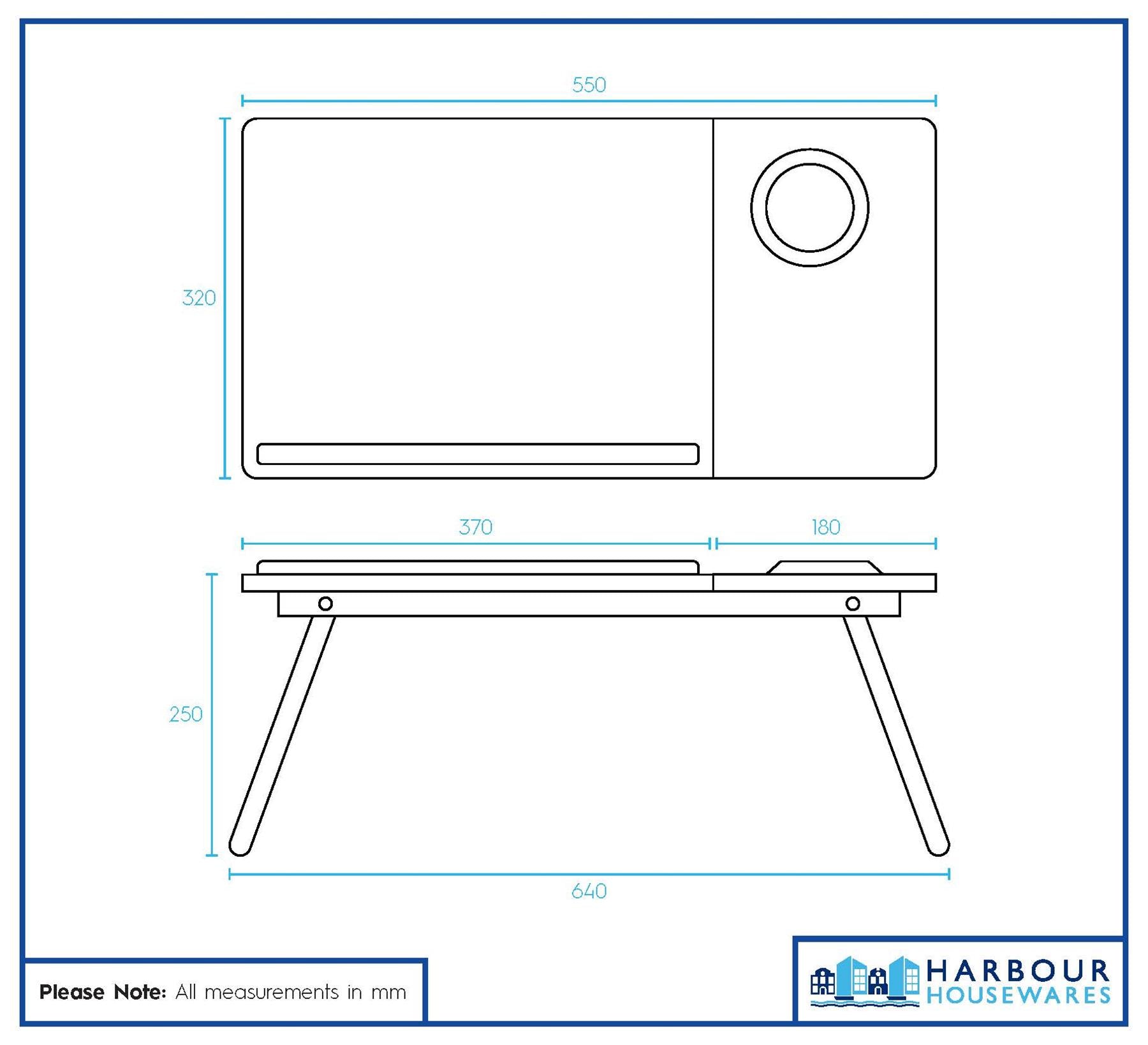 Folding Lap Desk with Cupholder - Black