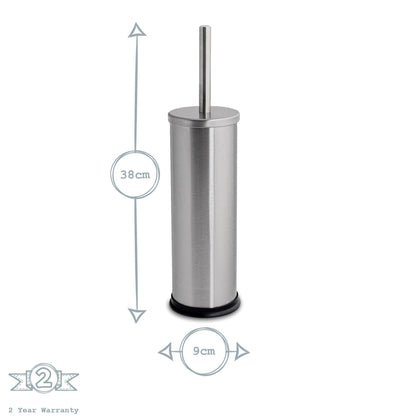 Round Brushed Stainless Steel Toilet Brush &amp; Holder