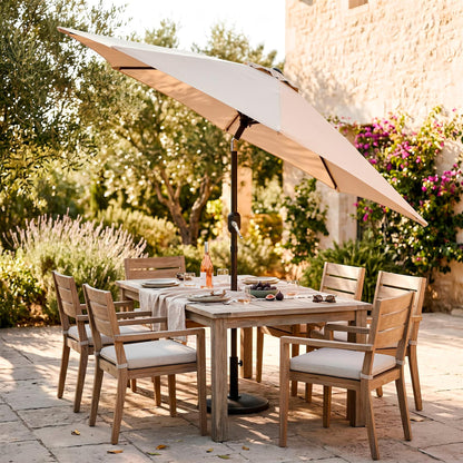 2.7M Tilting Garden Parasol and Base Set - Natural