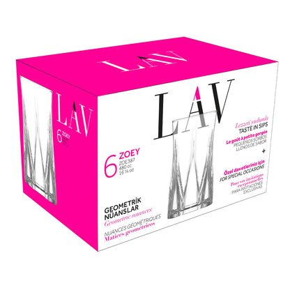 480ml Zoey Highball Glasses - Pack of 6
