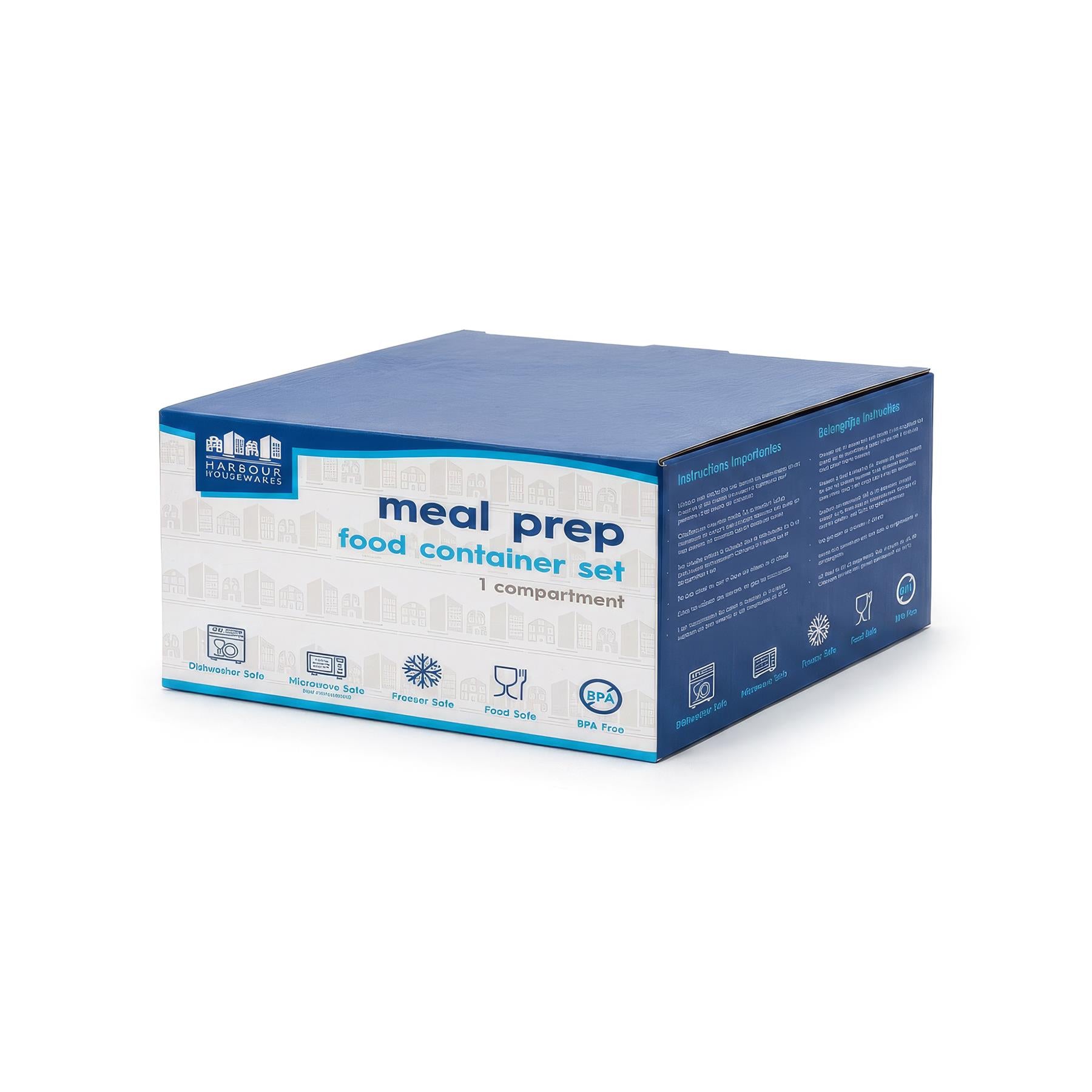 Round Reusable Meal Prep Containers - 1 Compartment (880ml) - Pack of 10