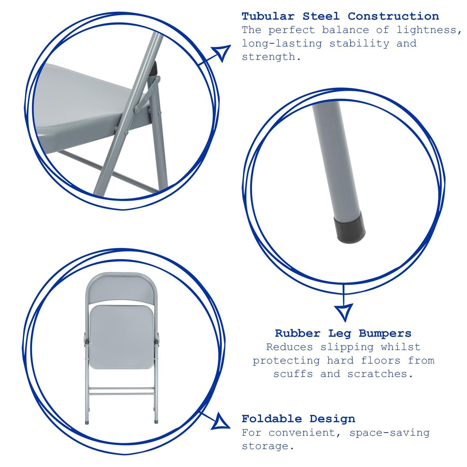 Matt White Metal Folding Chair - Pack of Six