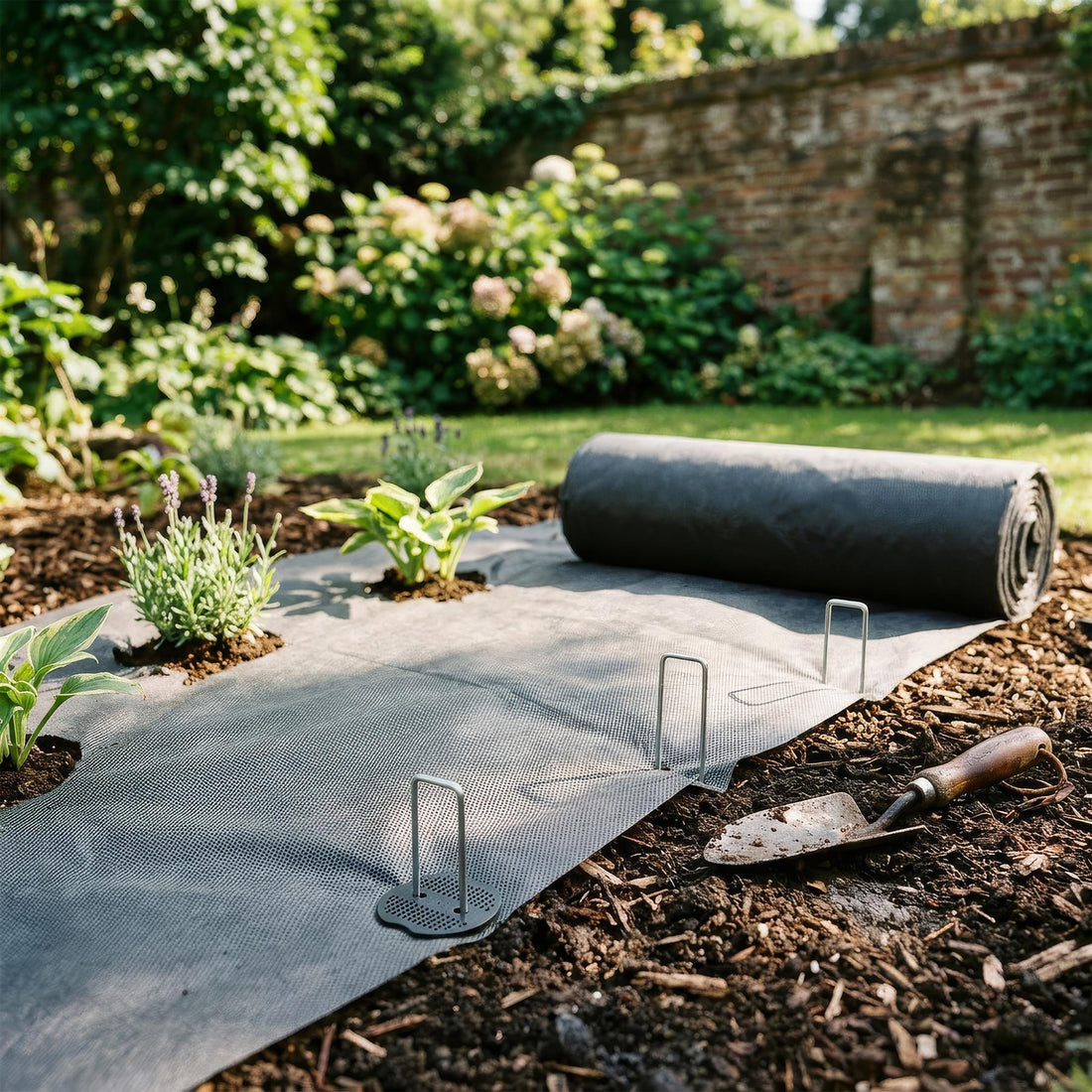 100gsm Weed Control Fabric with Pegs &amp; Plates - 1M x 10M (1 Roll)