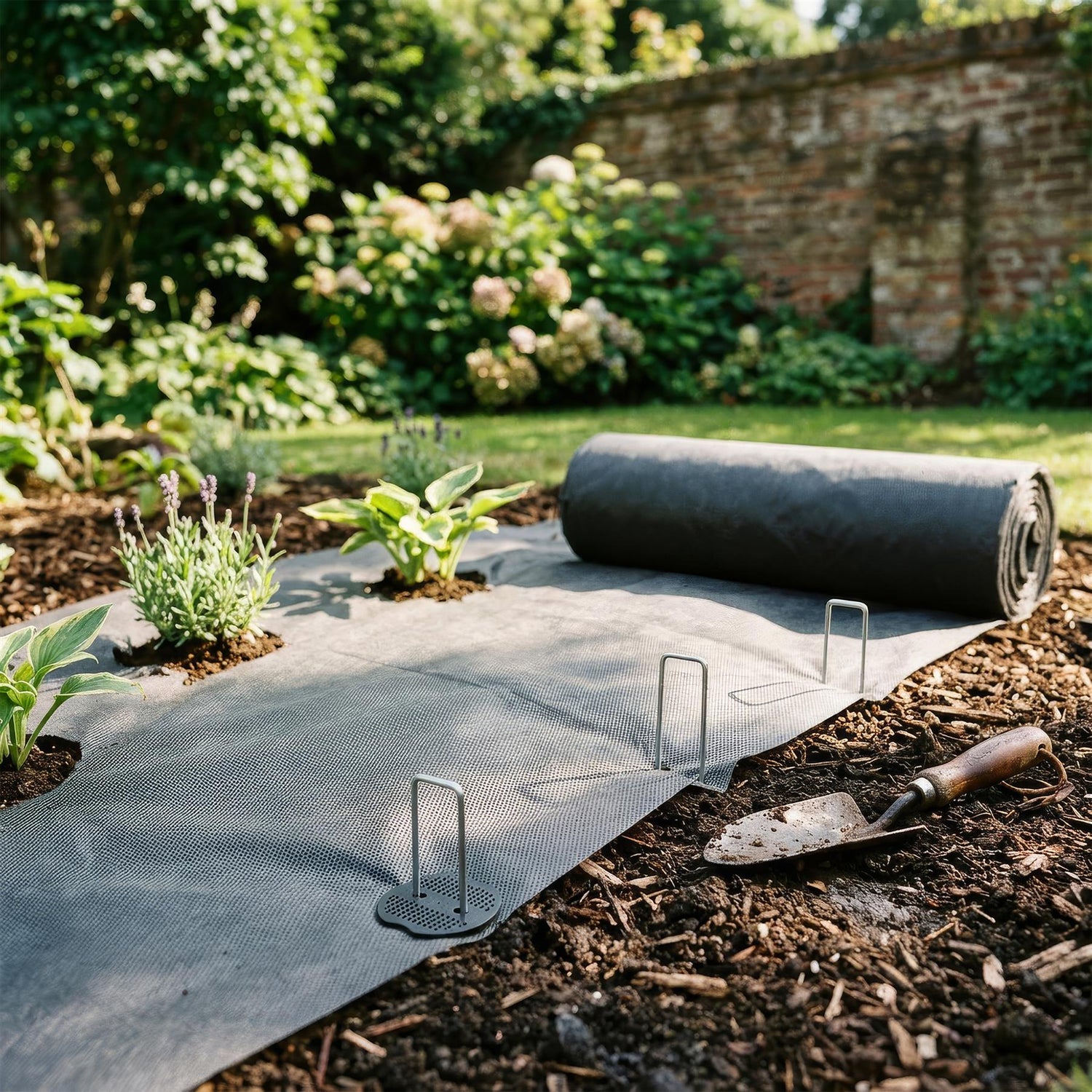 100gsm Weed Control Fabric with Pegs &amp; Plates - 1M x 10M (1 Roll)