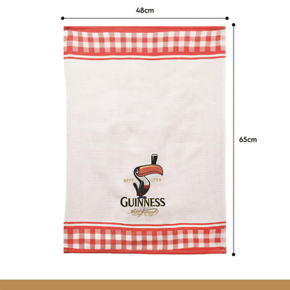 Guinness Toucan Waffle Tea Towel - 48 x 65cm - White/Red