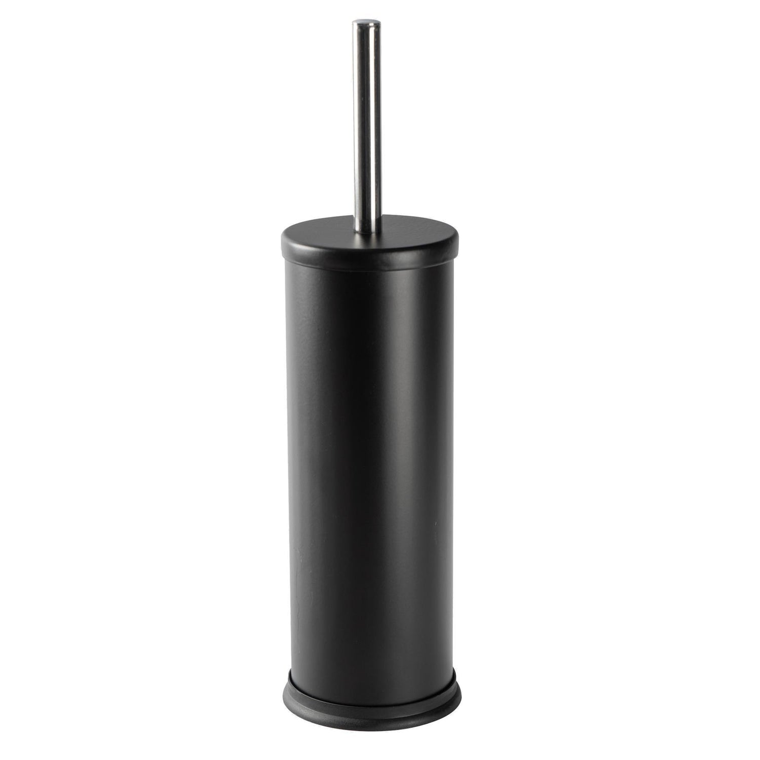 Matt Black Round Stainless Steel Toilet Brush &amp; Holder