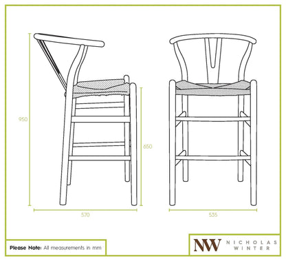 Black Wooden Wishbone Bar Stool
