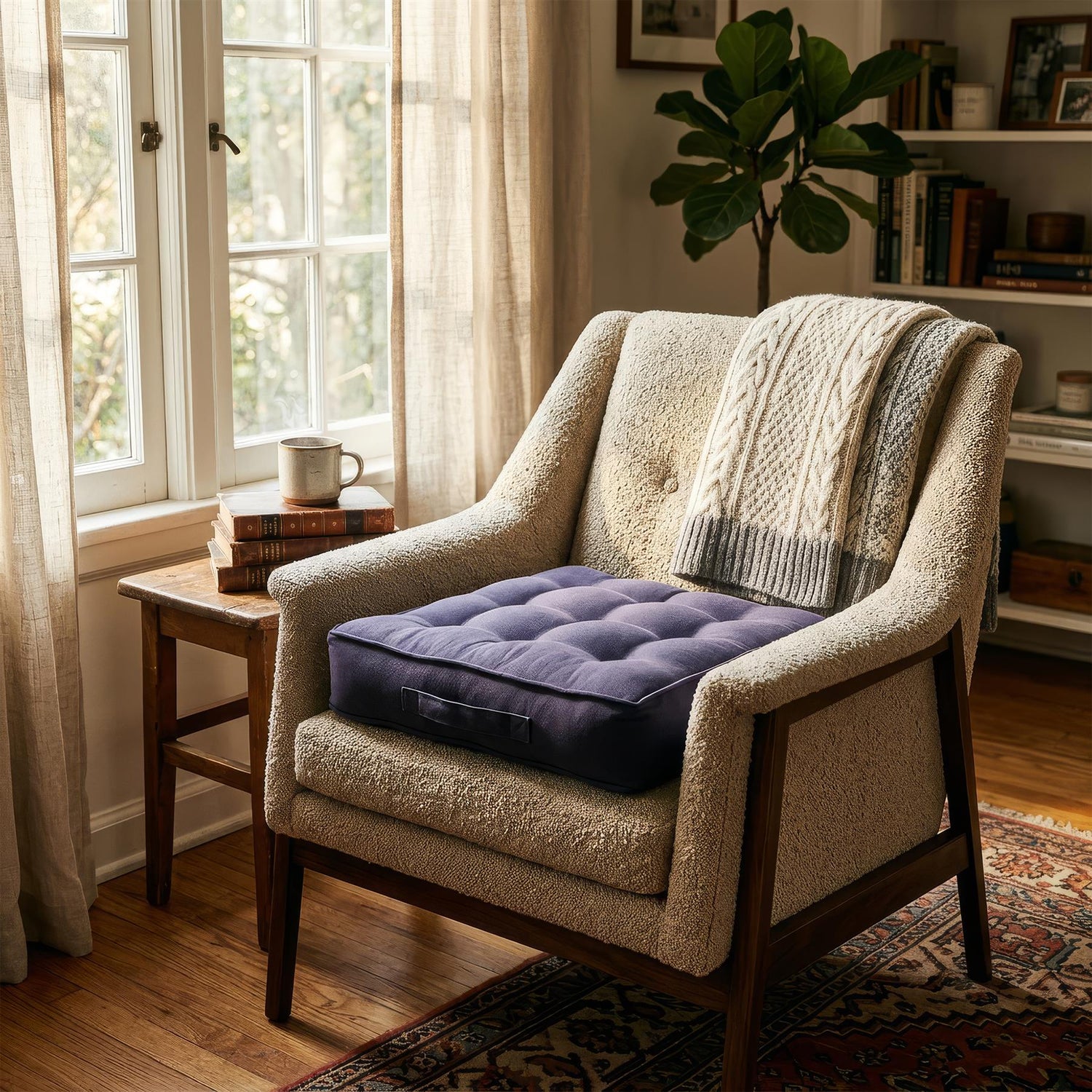 Square Armchair Booster Cushion - 50 x 50cm - Navy