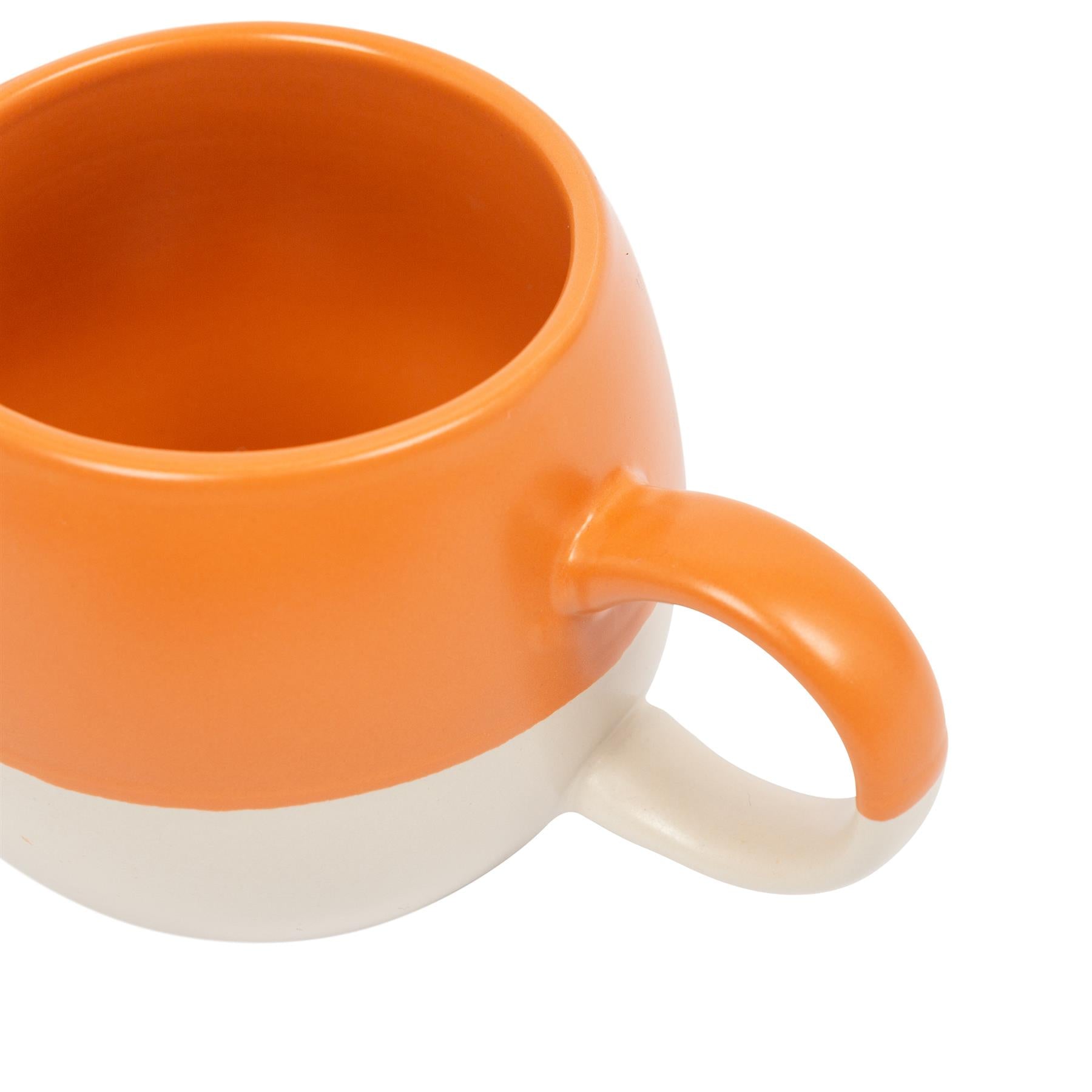 340ml Burnt Orange Colour Block Stoneware Sphere Mug