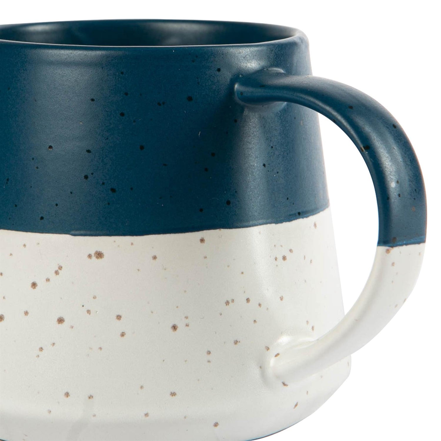 370ml Blue Colour Block Flecked Stoneware Belly Mug