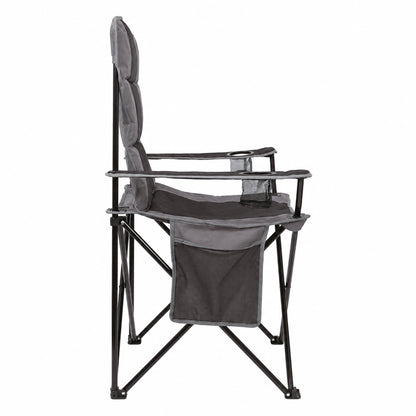 Padded Folding Camping Chairs Set - Black/Grey - Pack of 2