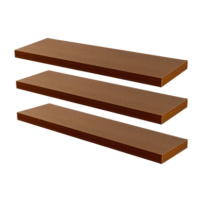 80cm Walnut Modern Floating Shelves - Pack of Three