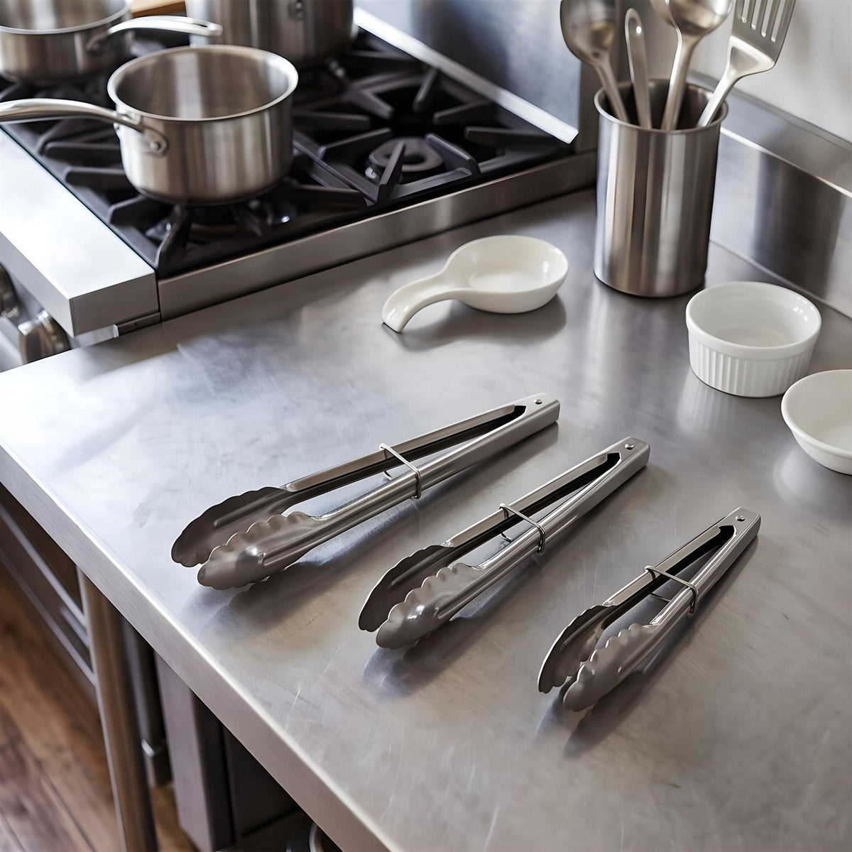 All-Purpose Stainless Steel Kitchen Tongs - 24cm