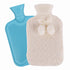 Hot Water Bottle with Knitted Cover - 1.8L - Blue/Cream