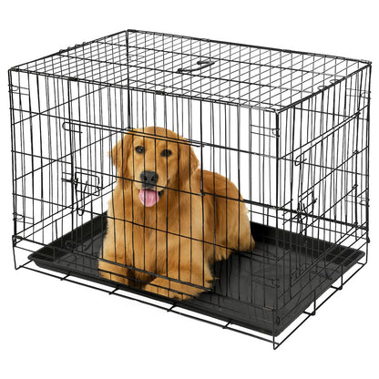 2 Door Metal Dog Crate with Removable Tray - Large