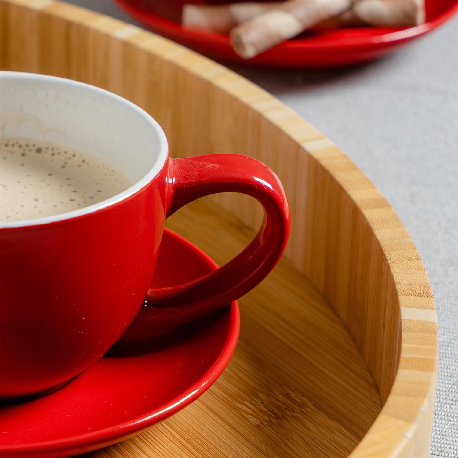 250ml Red Cappuccino Cups &amp; Saucers - Pack of Six