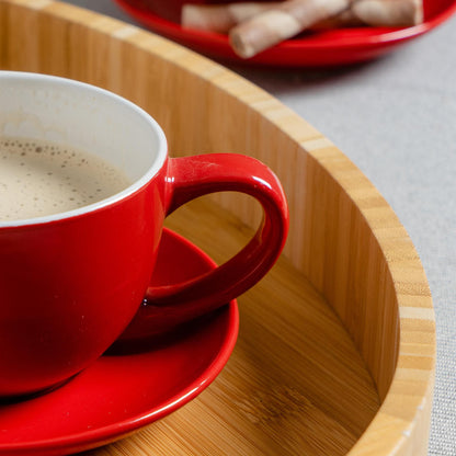 250ml Red Cappuccino Cups &amp; Saucers - Pack of Six