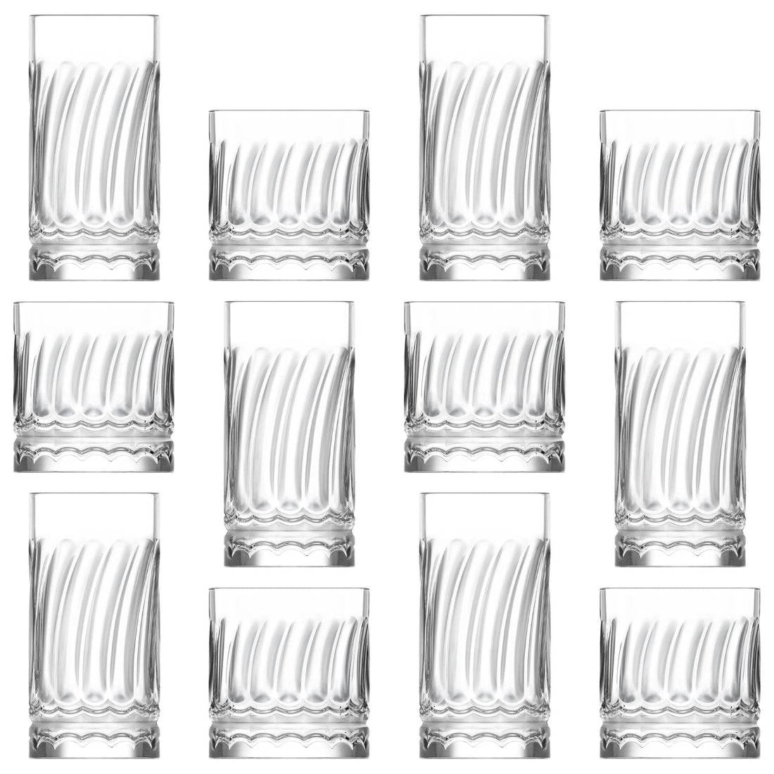 12 Piece Wave Glassware Set