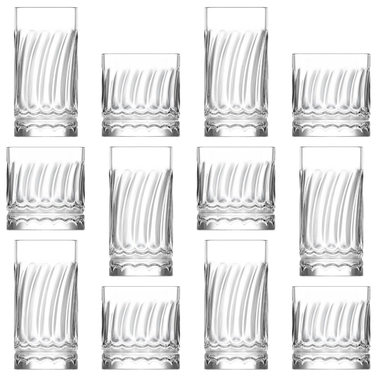 12 Piece Wave Glassware Set