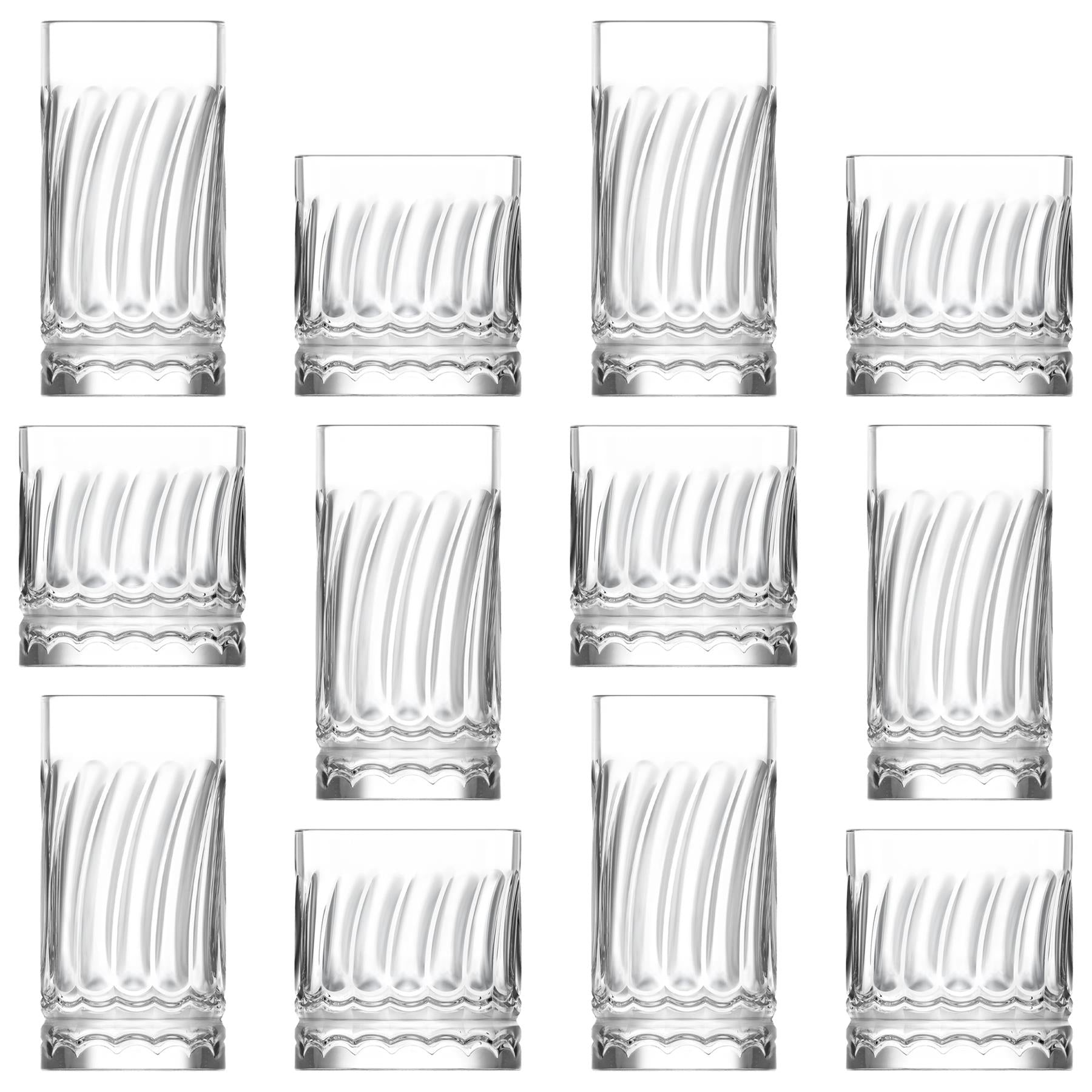 12 Piece Wave Glassware Set
