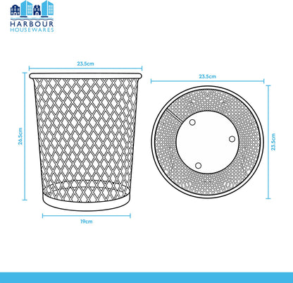 Round Metal Waste Paper Bin - Black