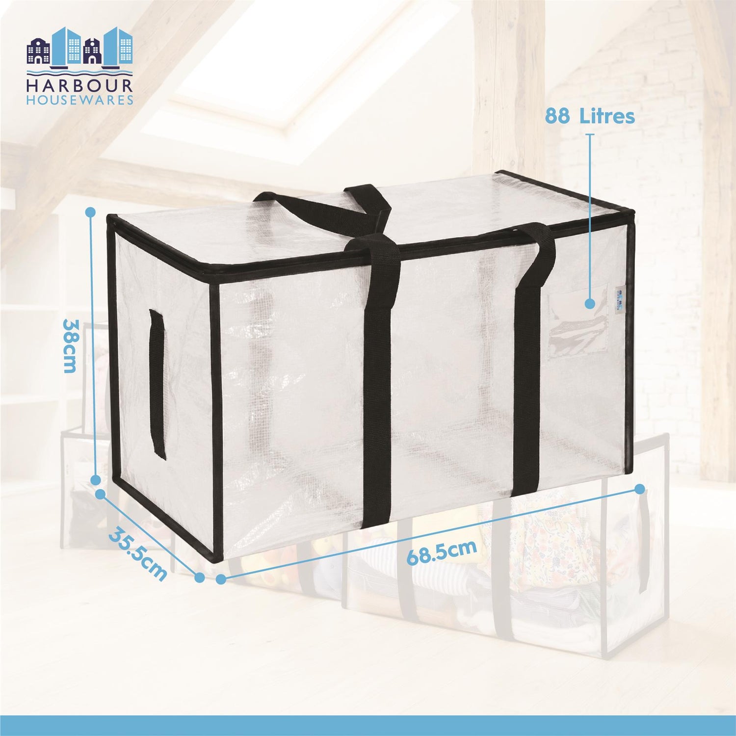 Large Heavy Duty Moving Bags - 90L - Clear - Pack of Six