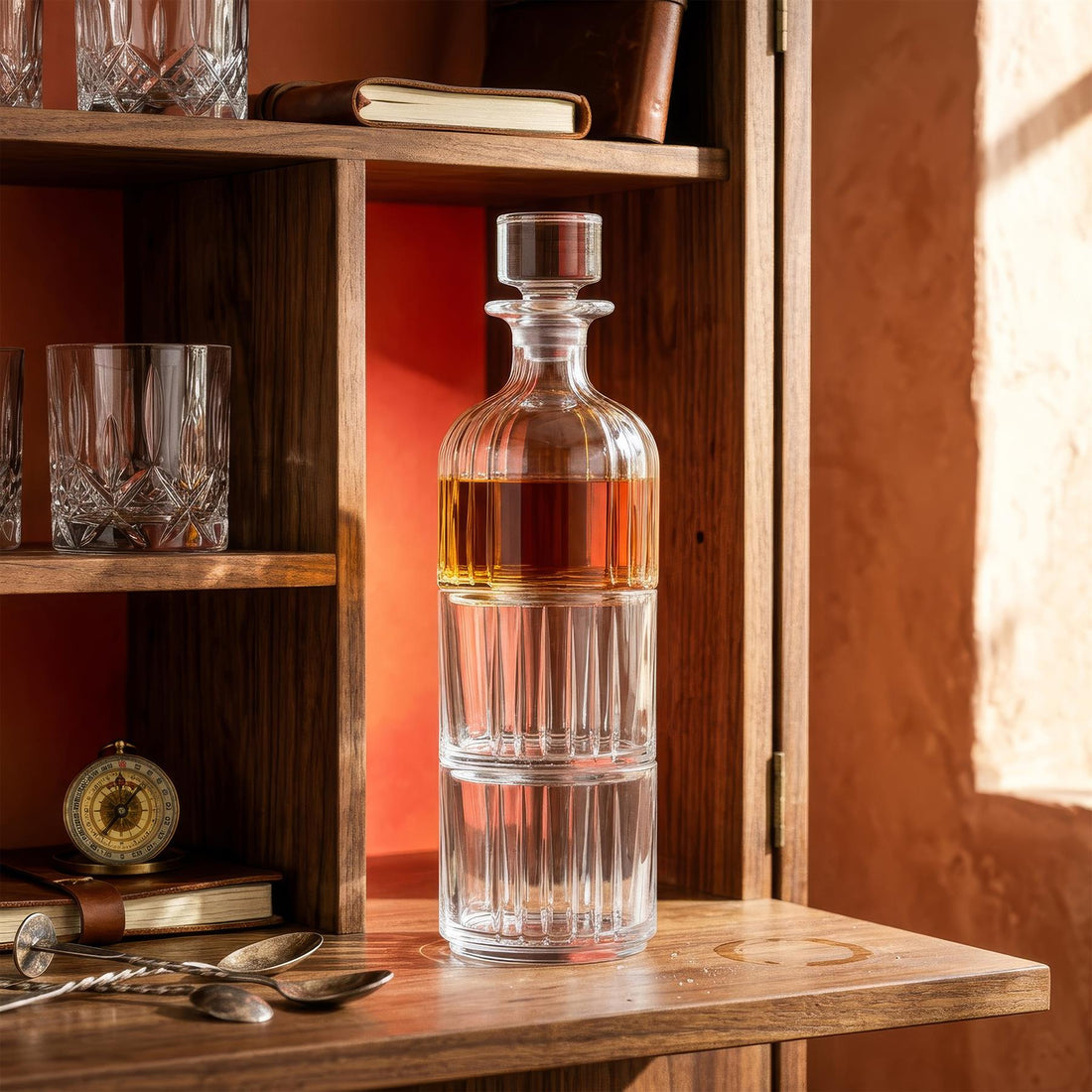 3 Piece 345ml Timeless Crystal Glass Whisky Decanter Set