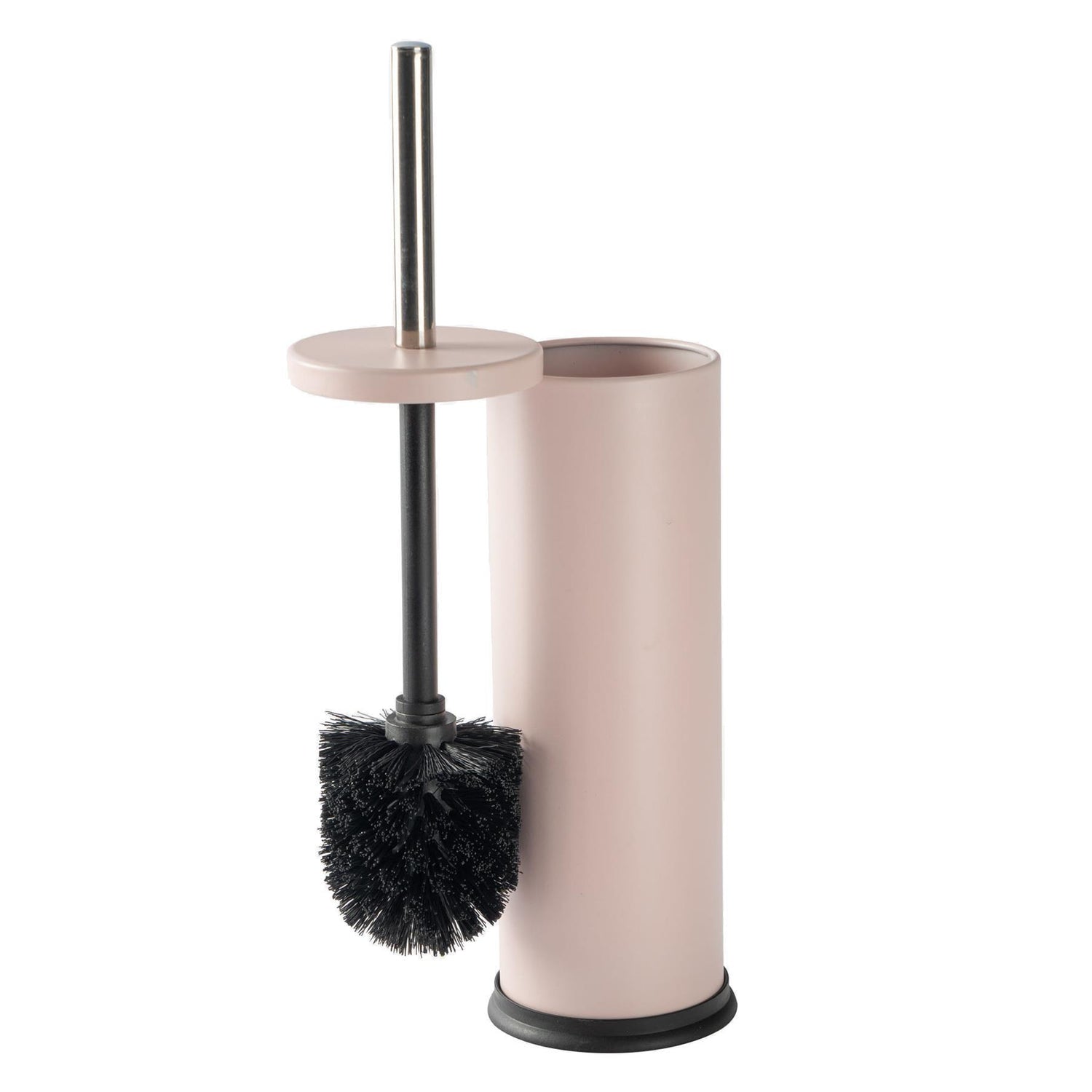 Matt Pink Round Stainless Steel Toilet Brush &amp; Bin Set