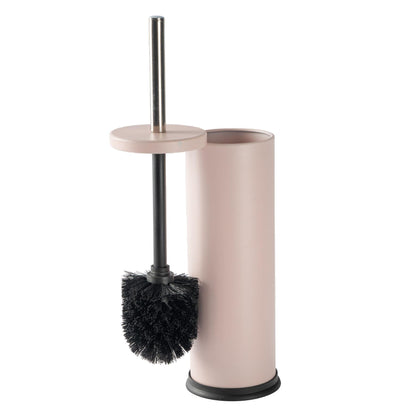 Matt Pink Round Stainless Steel Toilet Brush &amp; Bin Set