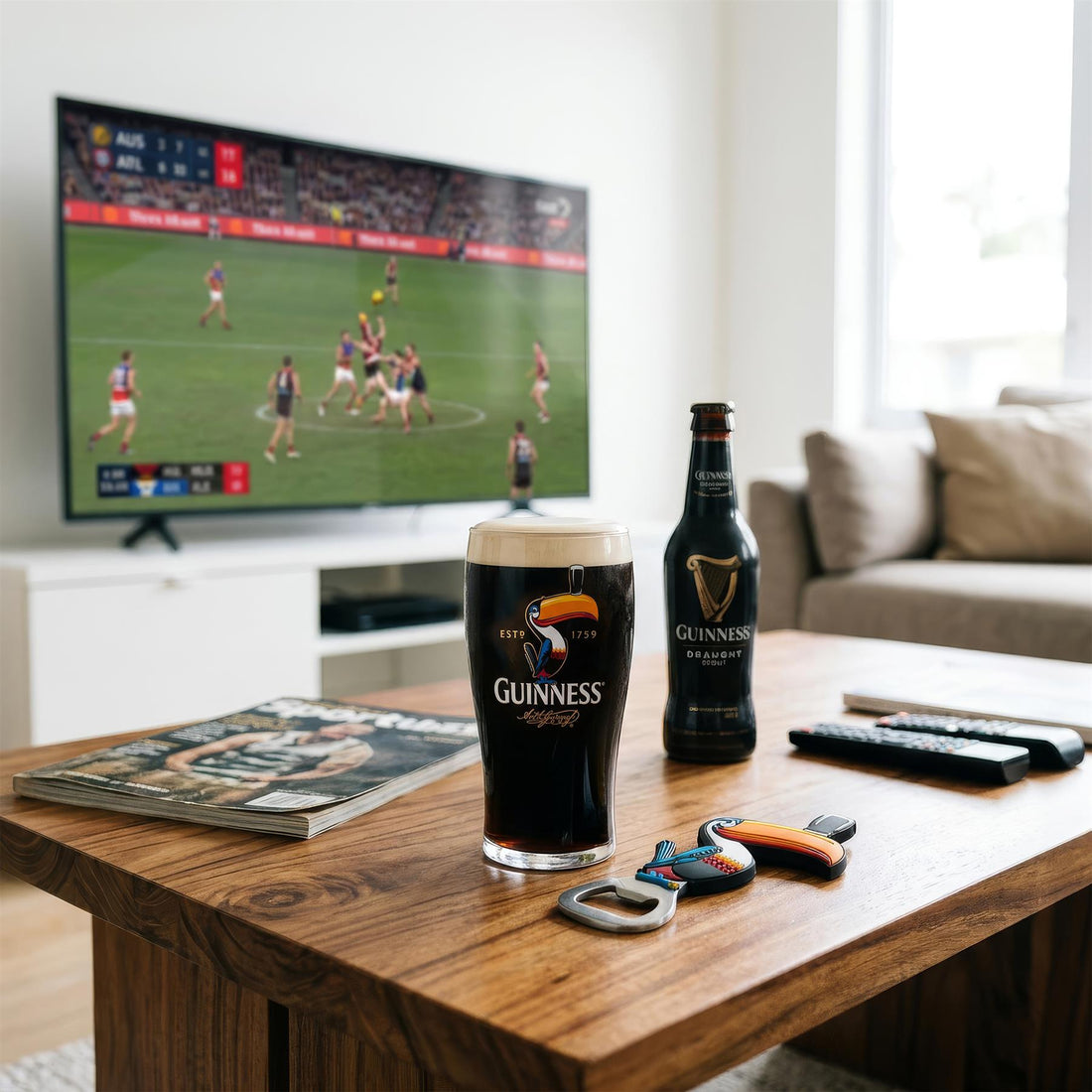 Guinness 2pc Toucan Pint Glass with Bottle Opener Set