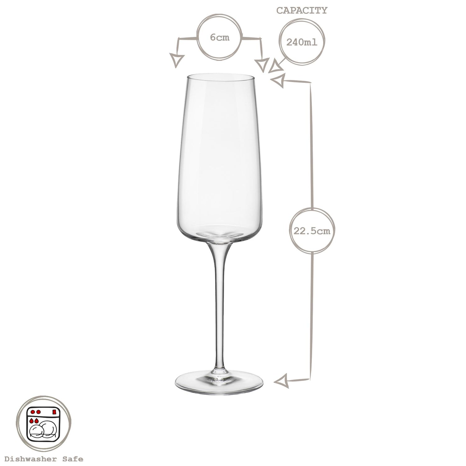 240ml Nexo Glass Champagne Flutes - Pack of 6