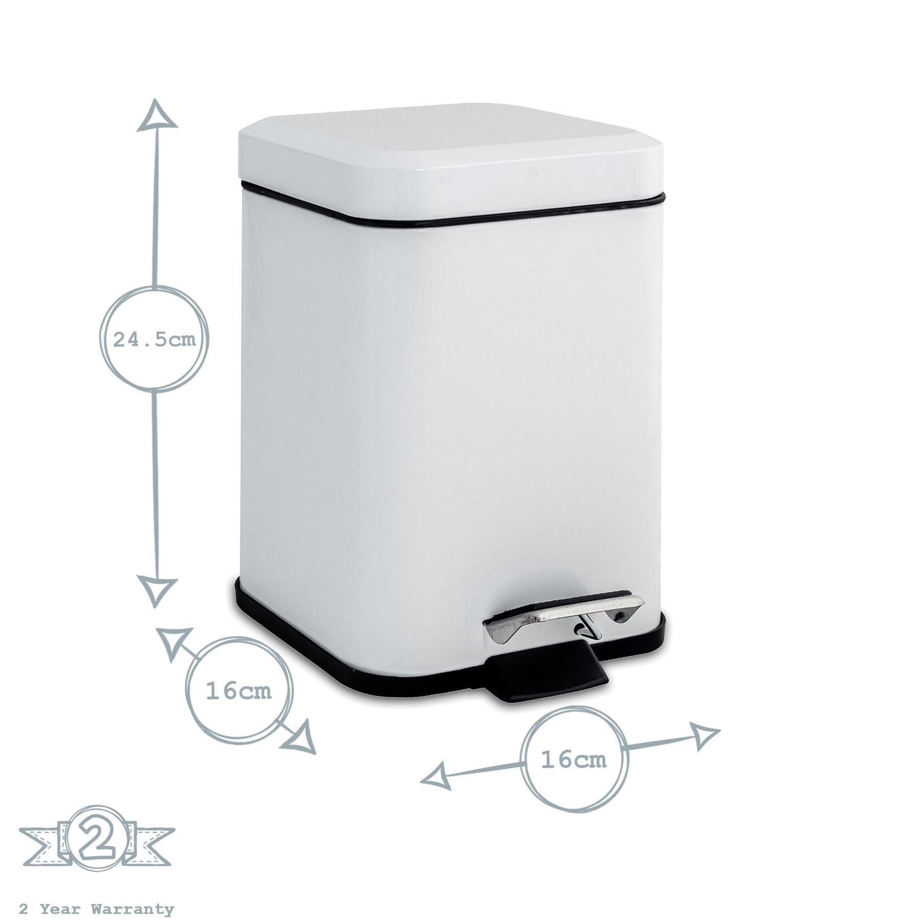White Square Toilet Brush &amp; Bin Set
