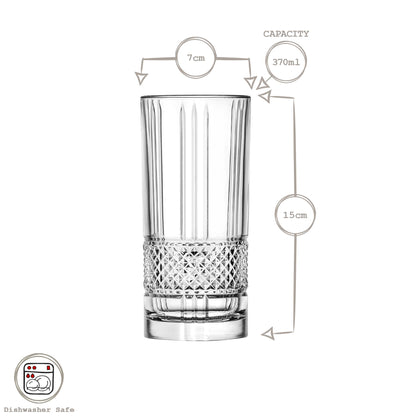 370ml Crystal Highball Glasses - Pack of 6