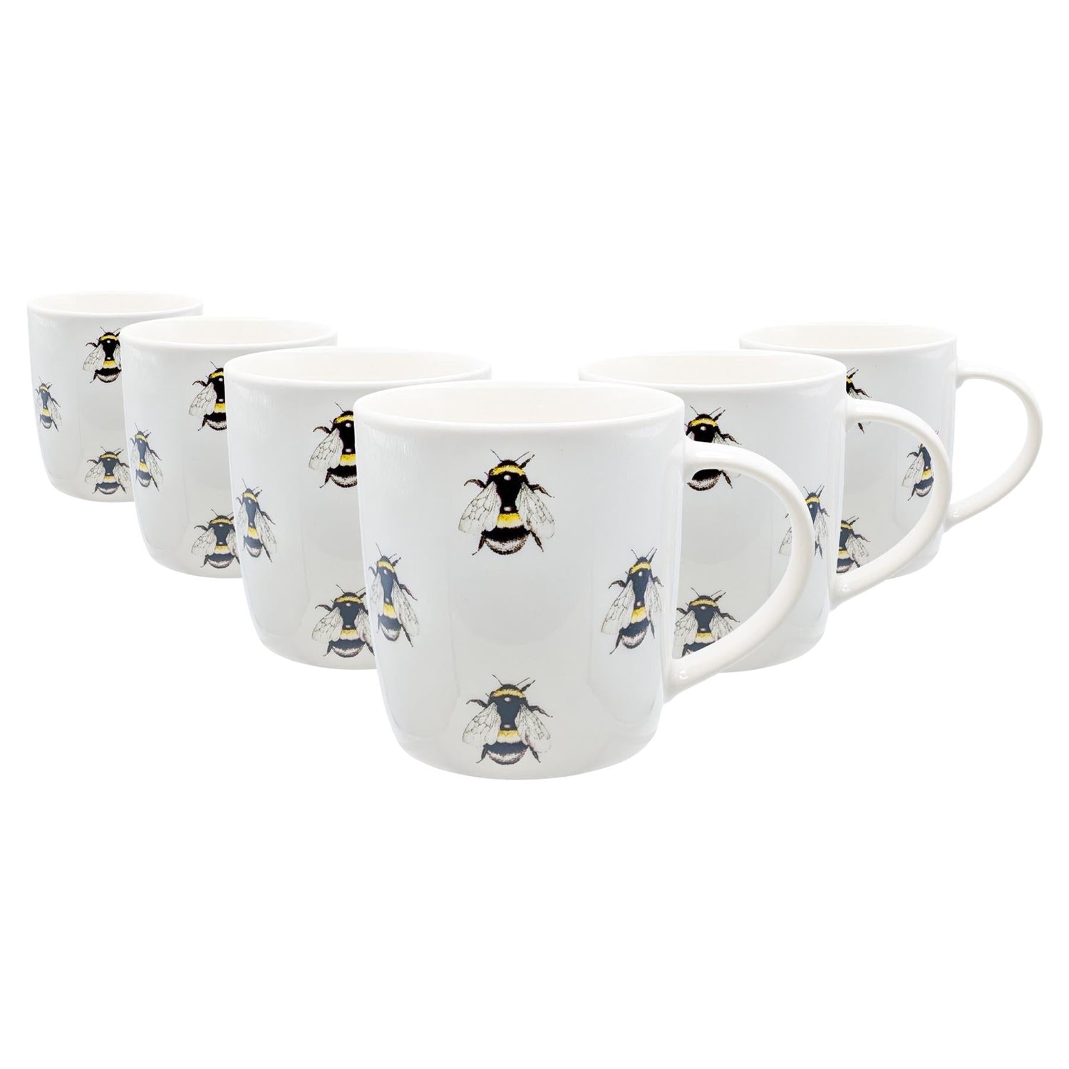 350ml Multi Bee Simply Home Stoneware Mugs - Pack of Six