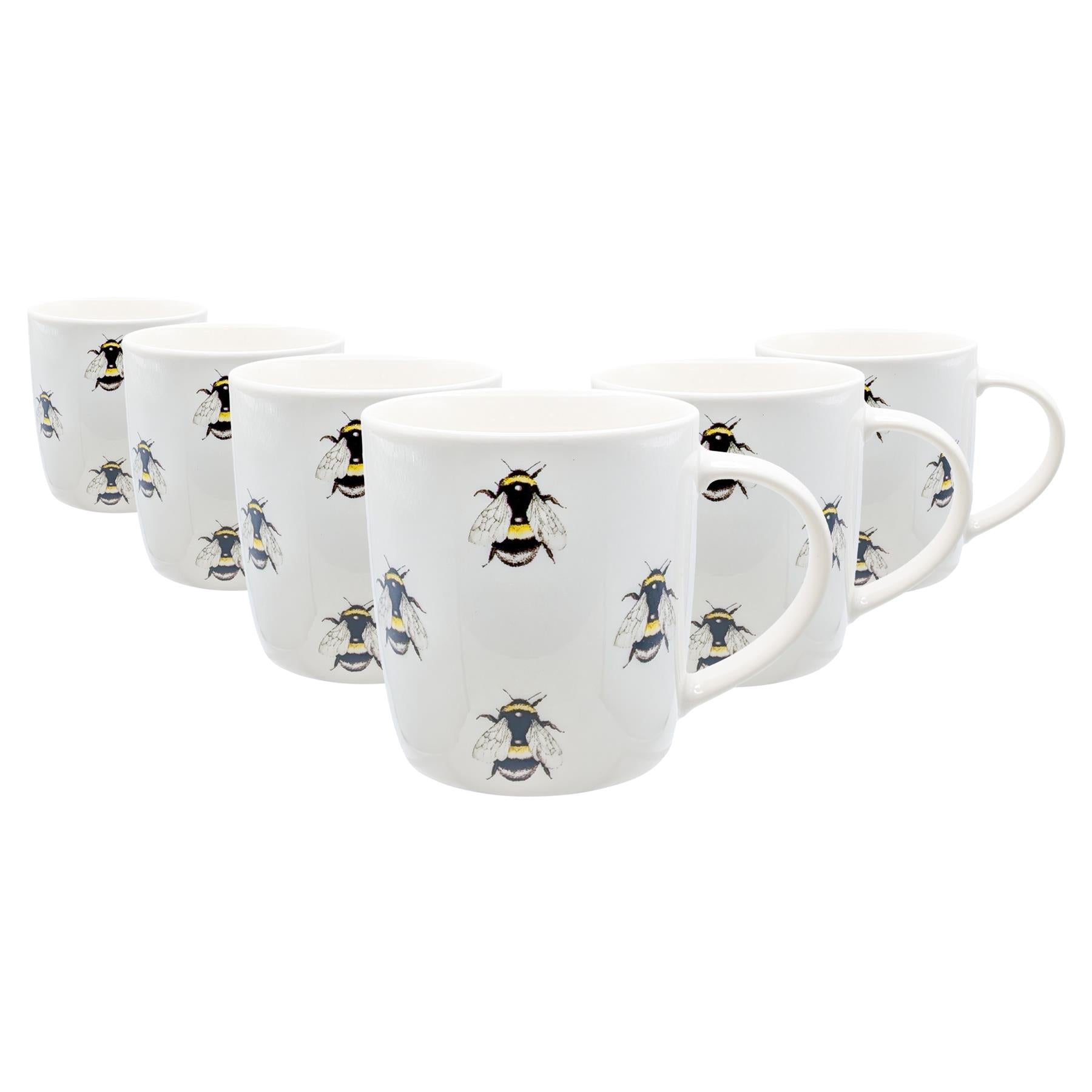 350ml Multi Bee Simply Home Stoneware Mugs - Pack of Six