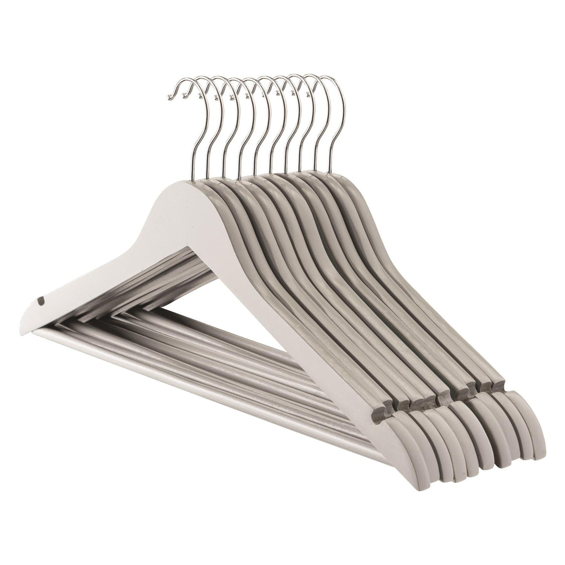 Grey Wooden Coat Hangers - Pack of 10