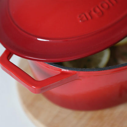 4.68L Red Ombre Oval Cast Iron Casserole Dish