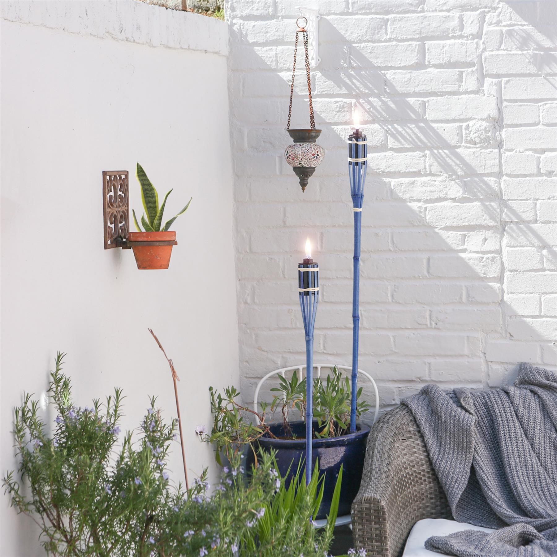 Blue Bamboo 113cm Garden Fire Torches - Pack of Six