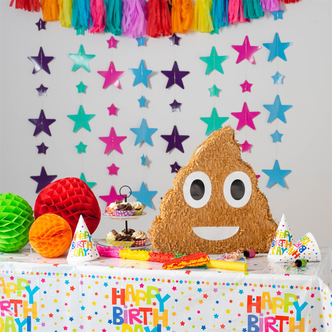 Large Poop Emoji Pinata Party Set with Pink Stick