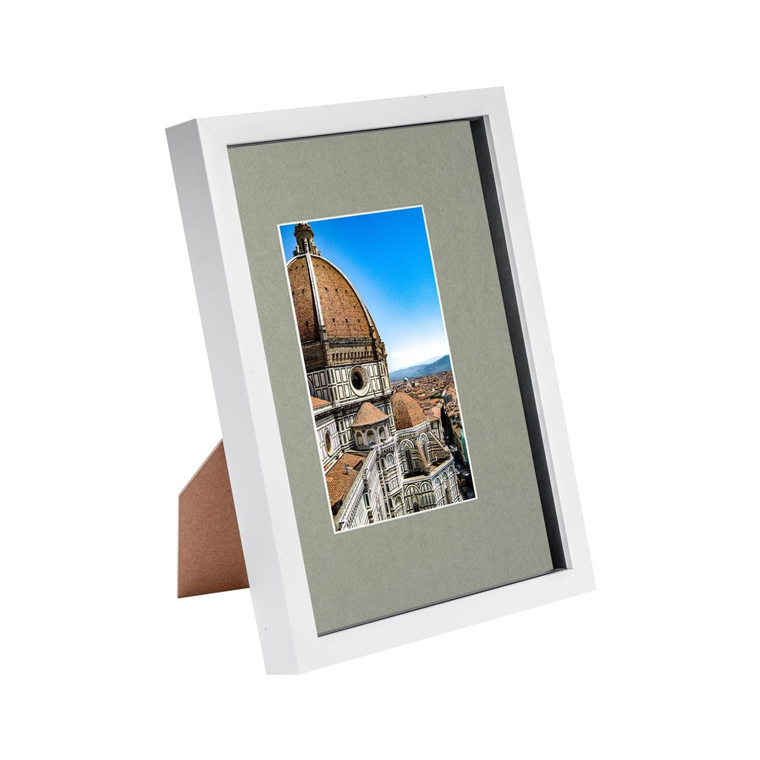 White A4 (8" x 12") Shadow Box Photo Frame with A5 Grey Mount