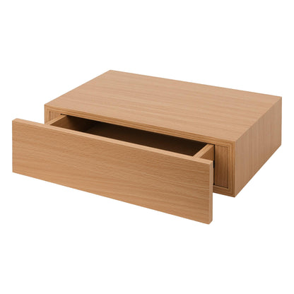 Wooden Floating Shelf with Drawer - 40cm - Light Oak