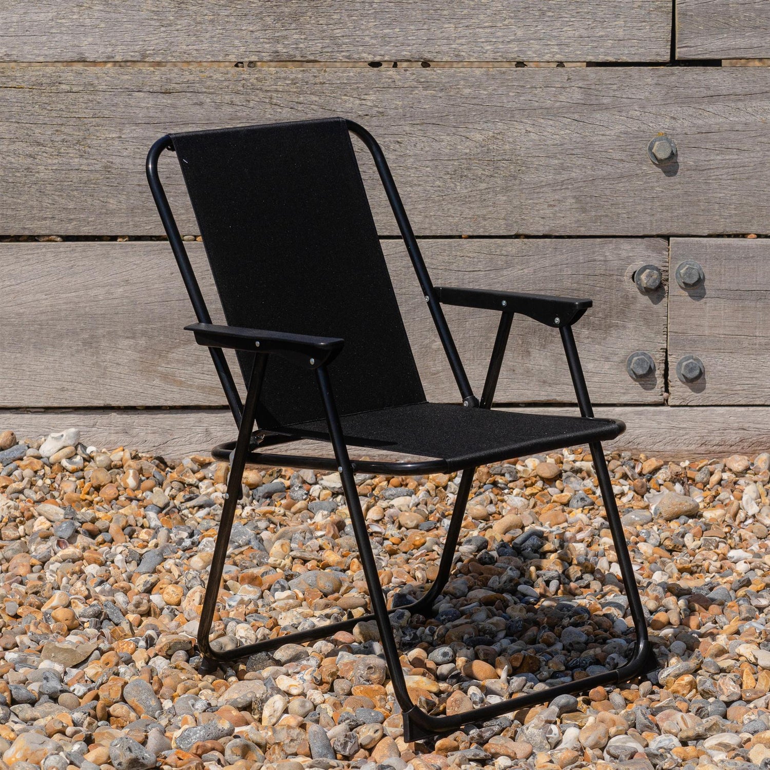 Black Folding Metal Beach Chair