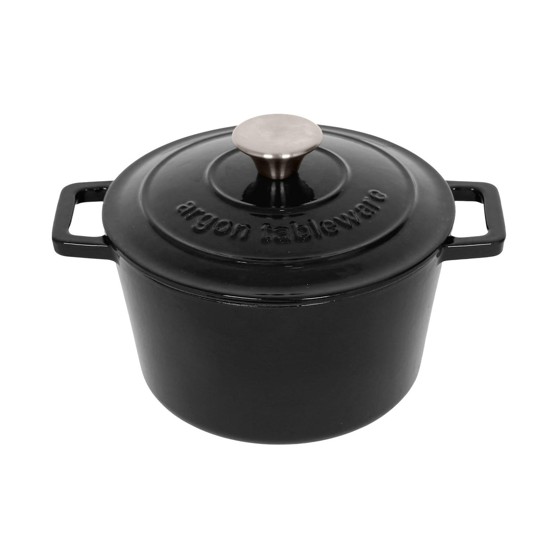2.8L Matt Black Round Cast Iron Casserole Dish
