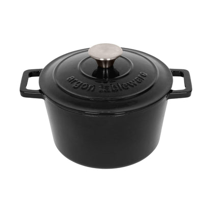2.8L Matt Black Round Cast Iron Casserole Dish