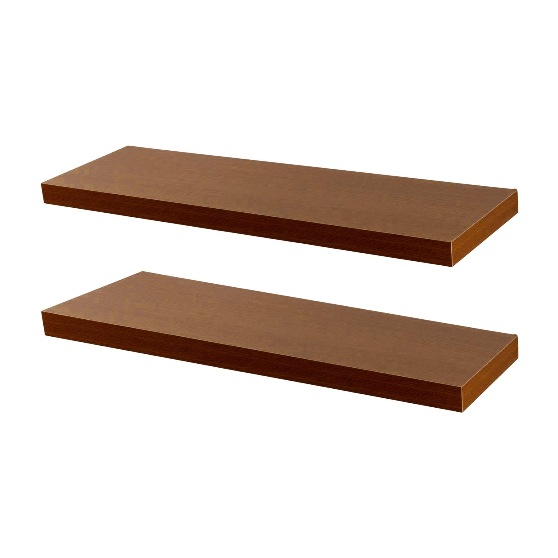 100cm Walnut Modern Floating Shelves - Pack of Two