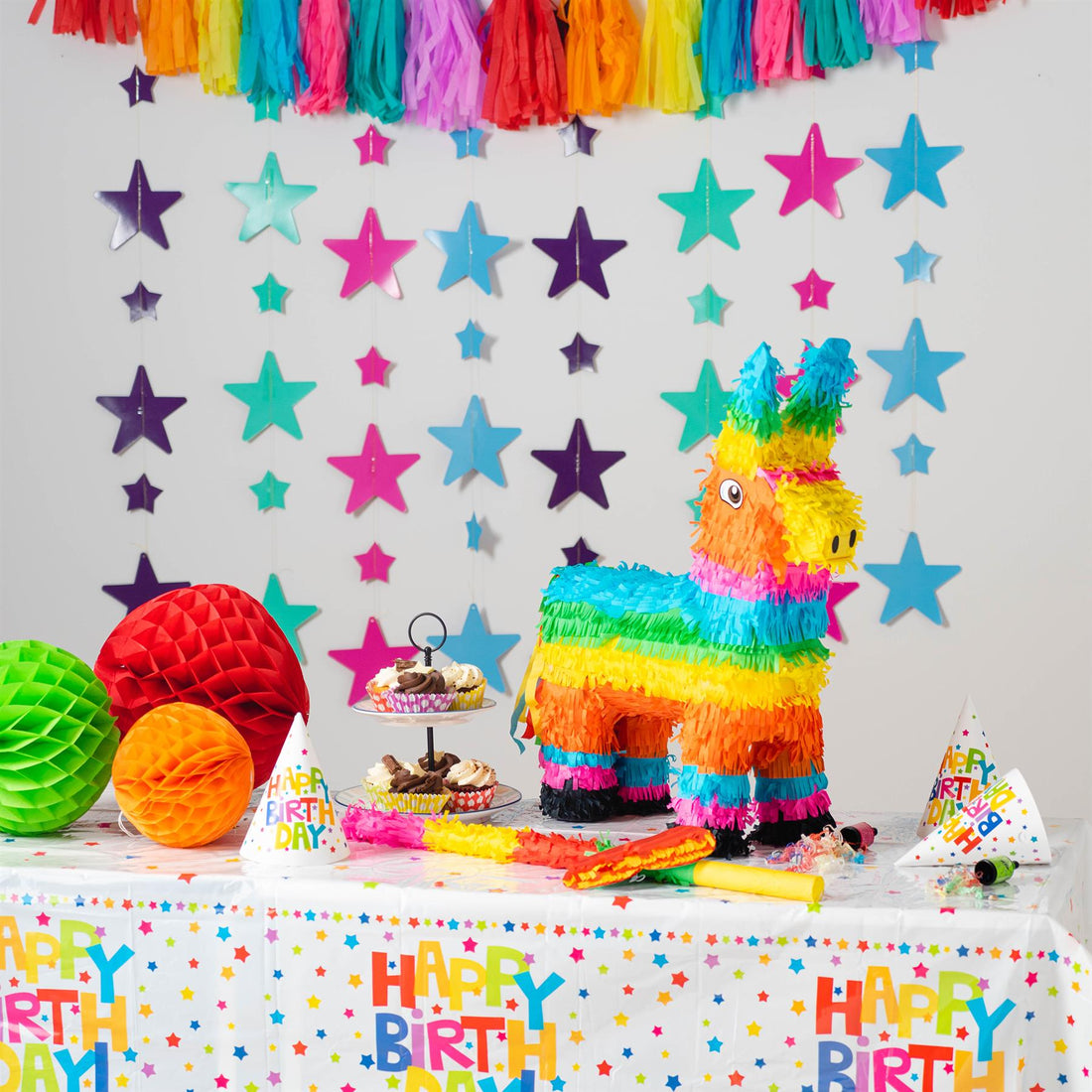 Large Donkey Pinata Party Set with Pink Stick