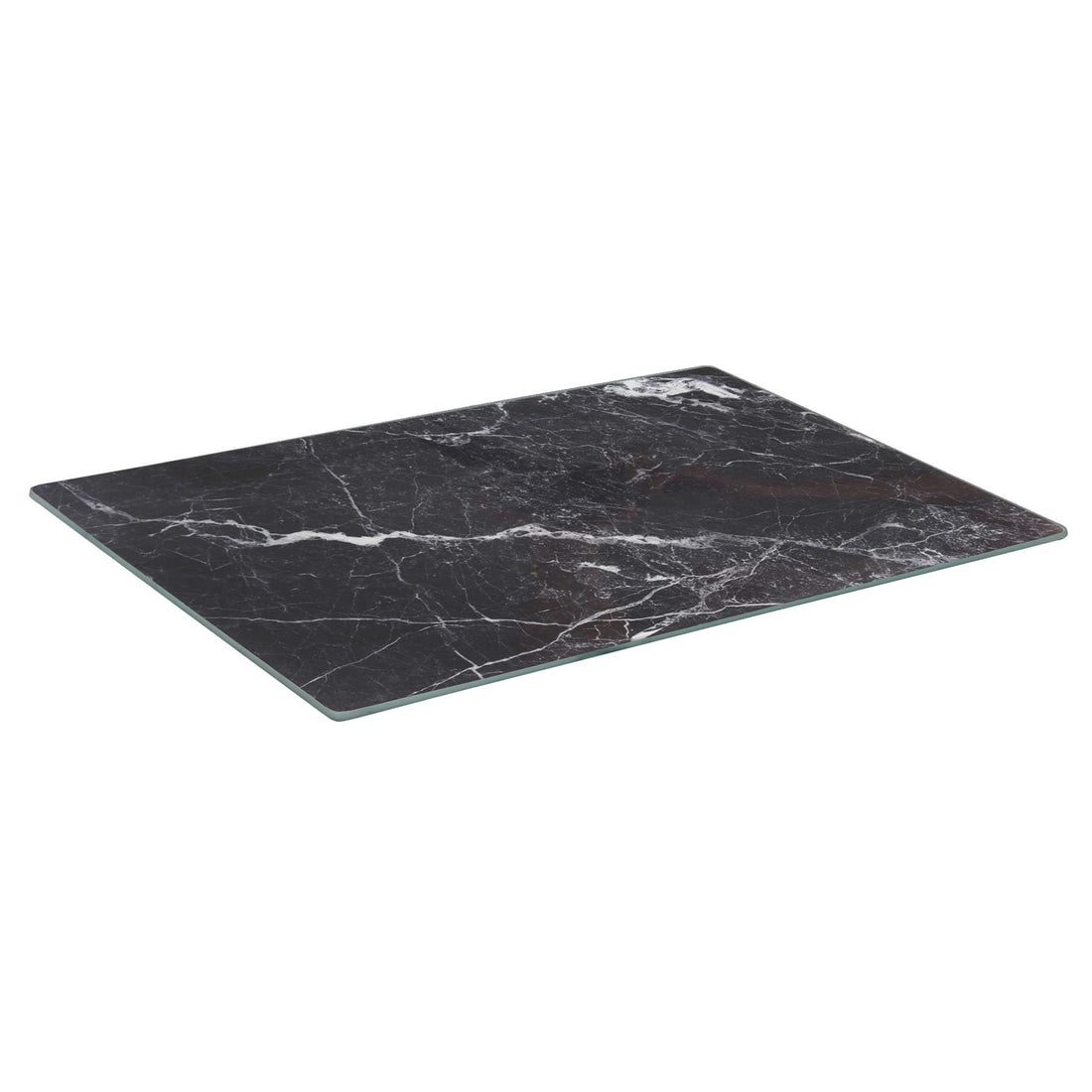 Black 30cm x 20cm Rectangular Marble-Effect Glass Chopping Board